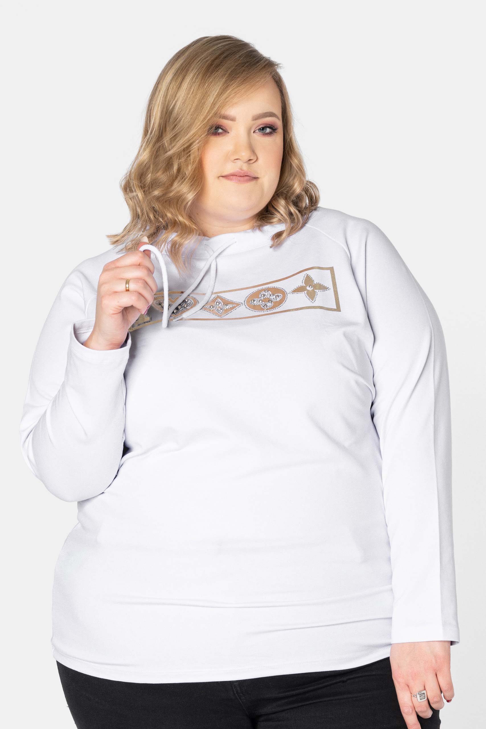 Bluza Bawełniana Damska Długi Rękaw 7085-02